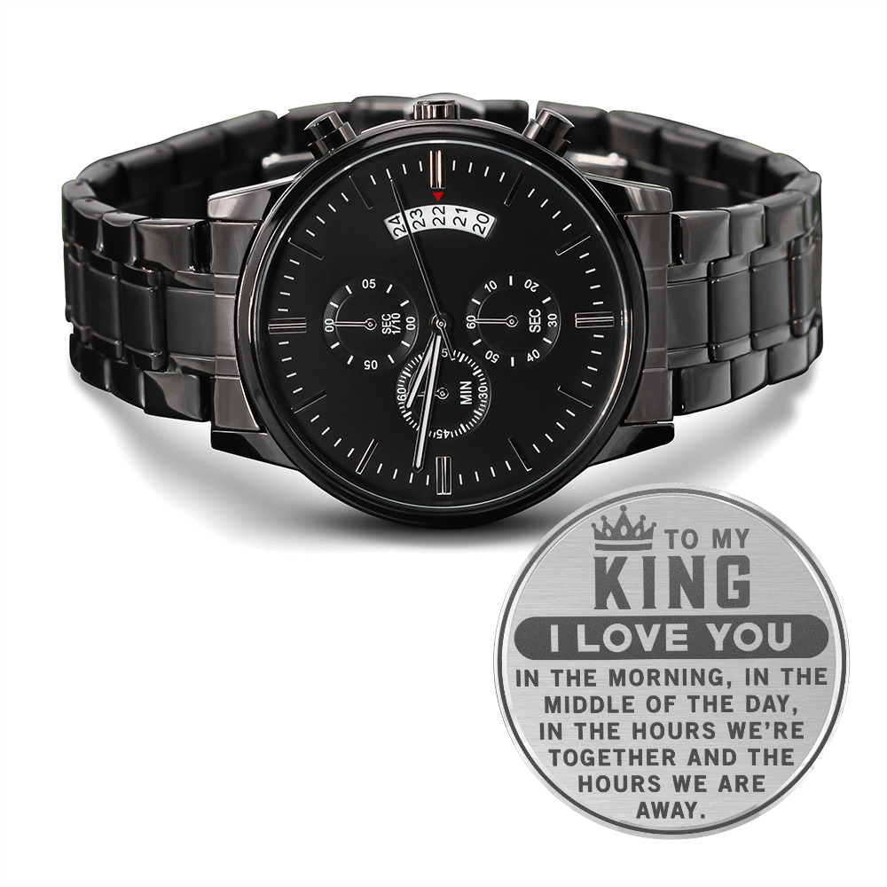 To Love – Black Chronograph You King I Boyfriend My Watch - Missamé Engraved For