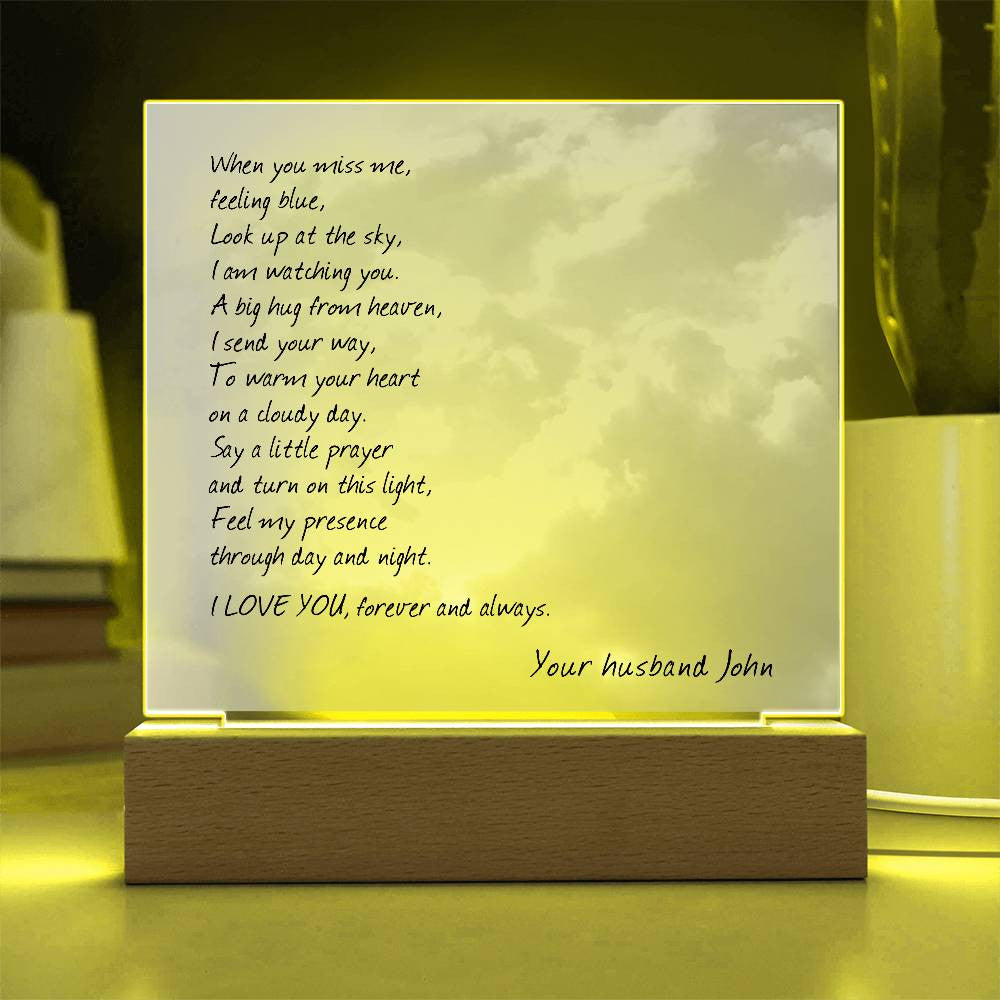 Sympathy Gift for Loss of Husband, When You Miss Me Poem, Lighted Memorial Acrylic Plaque