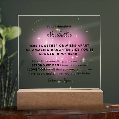 Letter to My Daughter Gift, Always in my Heart Inspirational Message Personalized Acrylic Plaque