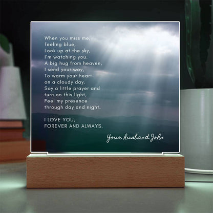 Sympathy Gift for Loss of Husband, Lighted Memorial Poem Acrylic Plaque