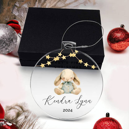 Baby Boy Rabbit Personalized Baby's First Christmas Ornament