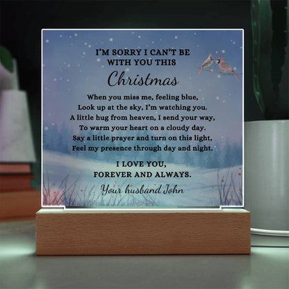 Custom Christmas Sympathy Gift, Bereavement Condolence, LED Light Personalized Memorial Poem on Acrylic Plaque