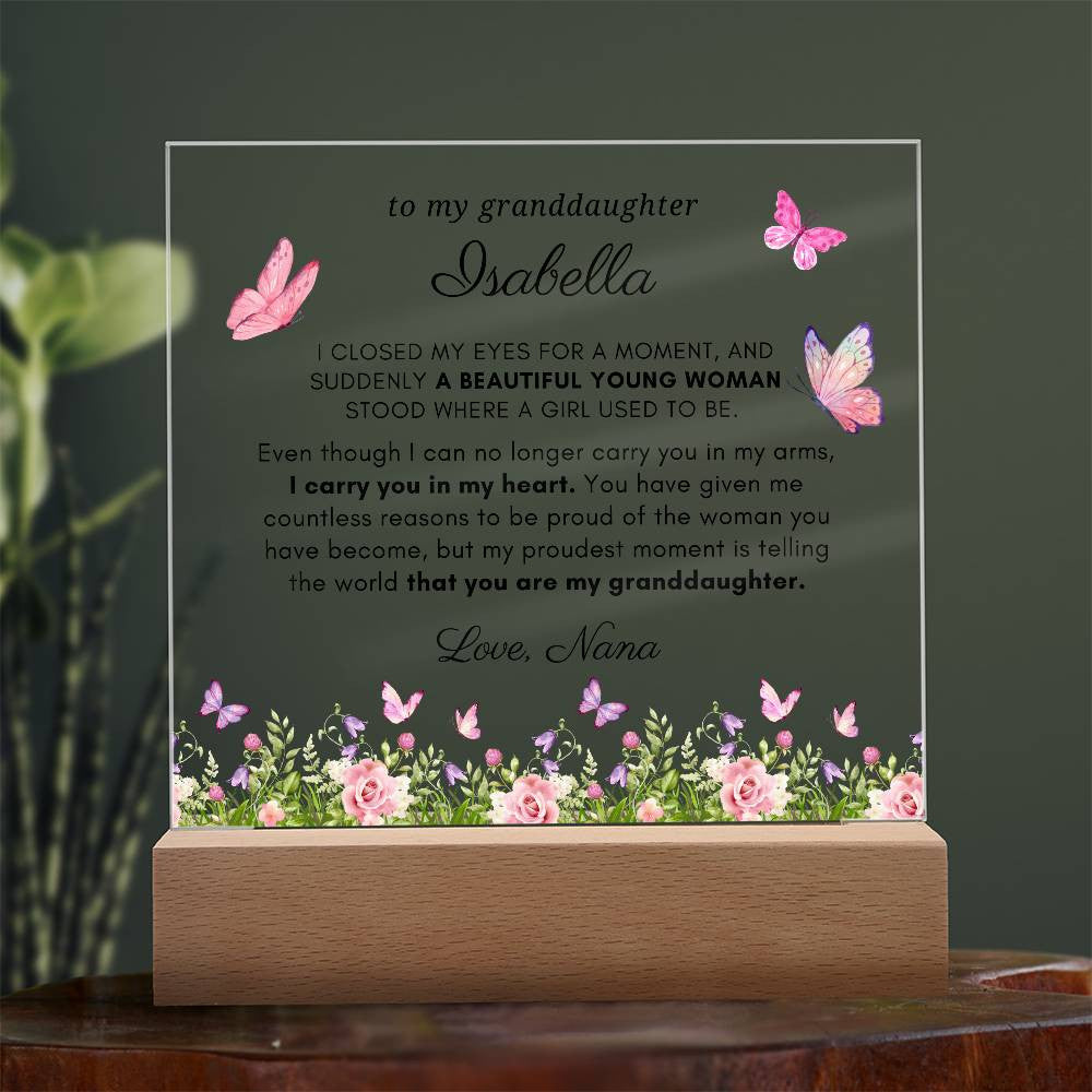 Letter to My Granddaughter Gift, Proud of You Inspirational Message Personalized Acrylic Plaque