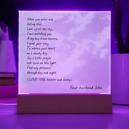 Sympathy Gift for Loss of Husband, When You Miss Me Poem, Lighted Memorial Acrylic Plaque