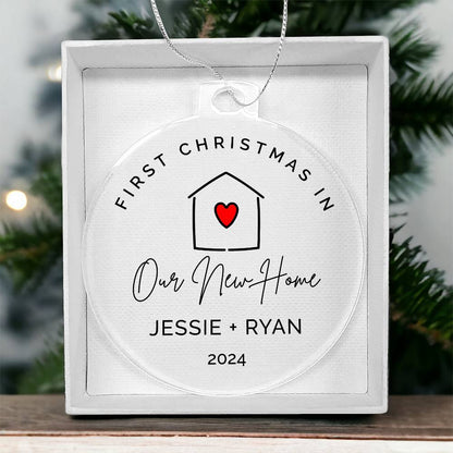 First Christmas in New Home Ornament, Line Art New Homeowner Housewarming Gift