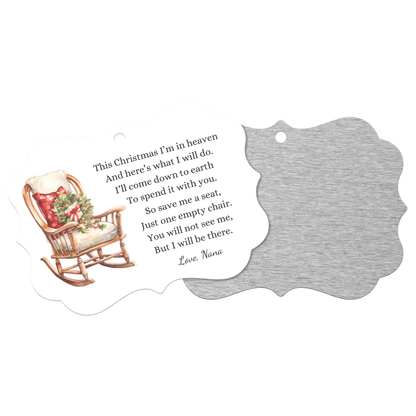 Personalized Memorial Ornament, In Loving Memory Keepsake, Christmas in Heaven Empty Rocking Chair