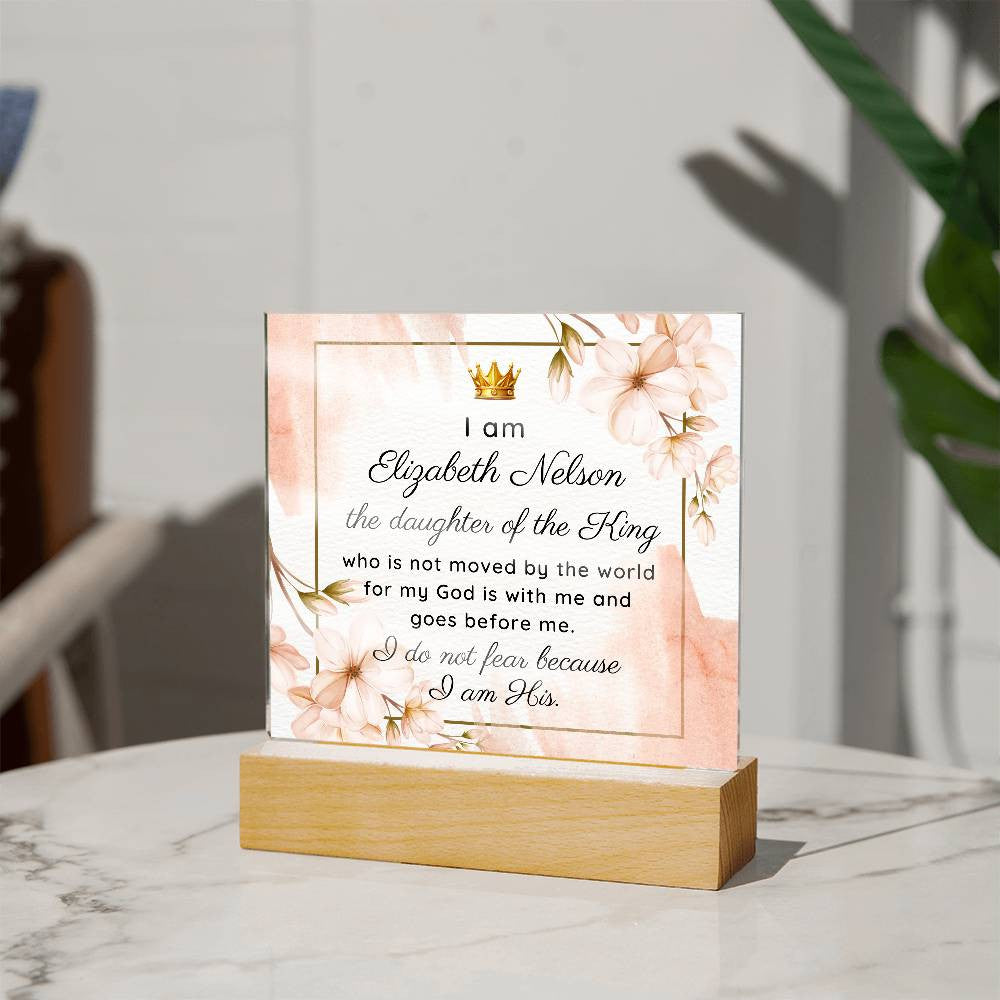 Christian Gift For Daughter Custom Name Daughter of the King Acrylic Plaque with LED Display