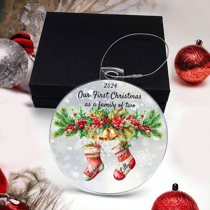 Personalized First Christmas as a Family of, Up to 6 Christmas Stocking Acrylic Ornament