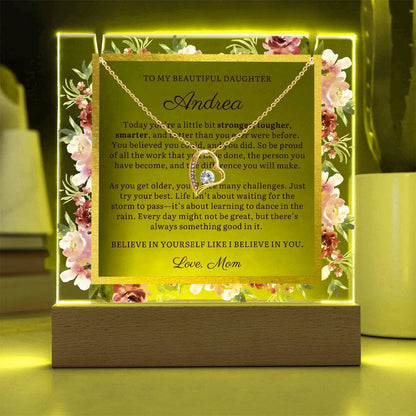 Personalized To Daughter Gift, You Believe You Could, Message LED Lighted Acrylic Plaque with Optional Necklace Keepsake