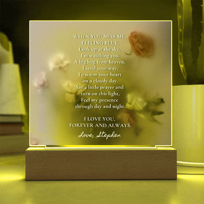 Sympathy Gift for Loss of Husband, Lighted Memorial Acrylic Plaque with Poem