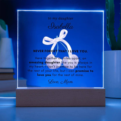 Letter to My Daughter Gift, Here Together Miles Apart Inspirational Message Personalized Acrylic Plaque