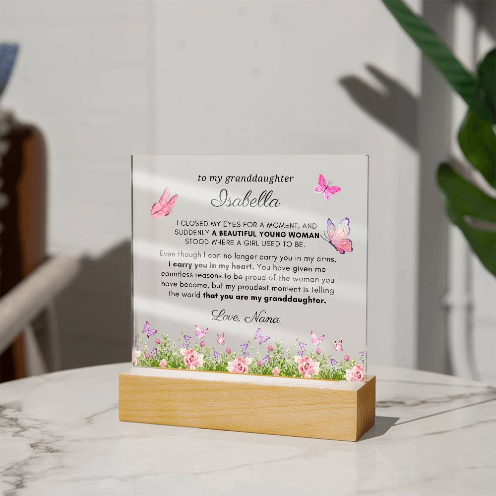 Letter to My Granddaughter Gift, Proud of You Inspirational Message Personalized Acrylic Plaque