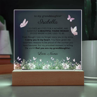 Letter to My Granddaughter Gift, Proud of You Inspirational Message Personalized Acrylic Plaque