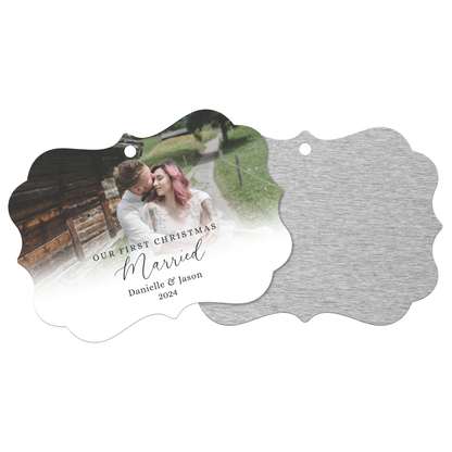 Personalized Photo Ornament for Newlyweds, Our First Christmas Holiday Married Keepsake