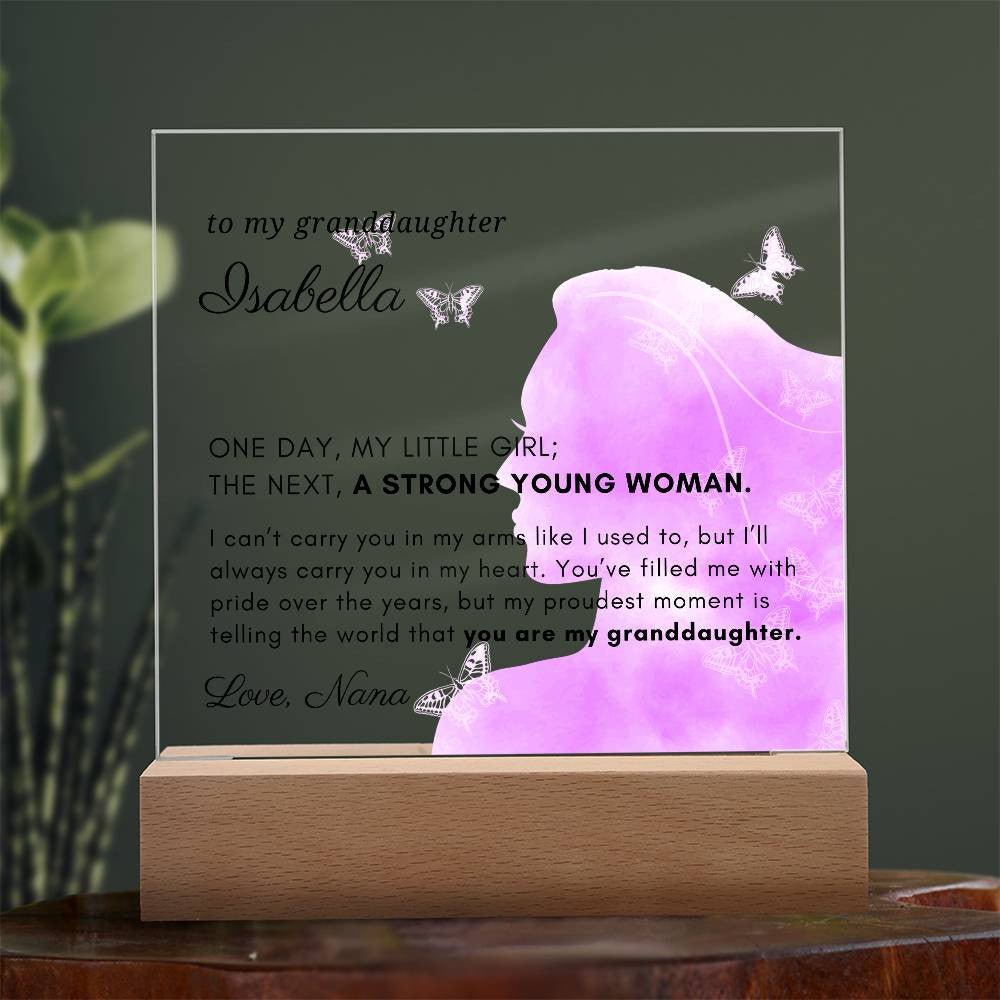 Letter to My Granddaughter Gift,  Strong Young Woman Inspirational Message Personalized Acrylic Plaque