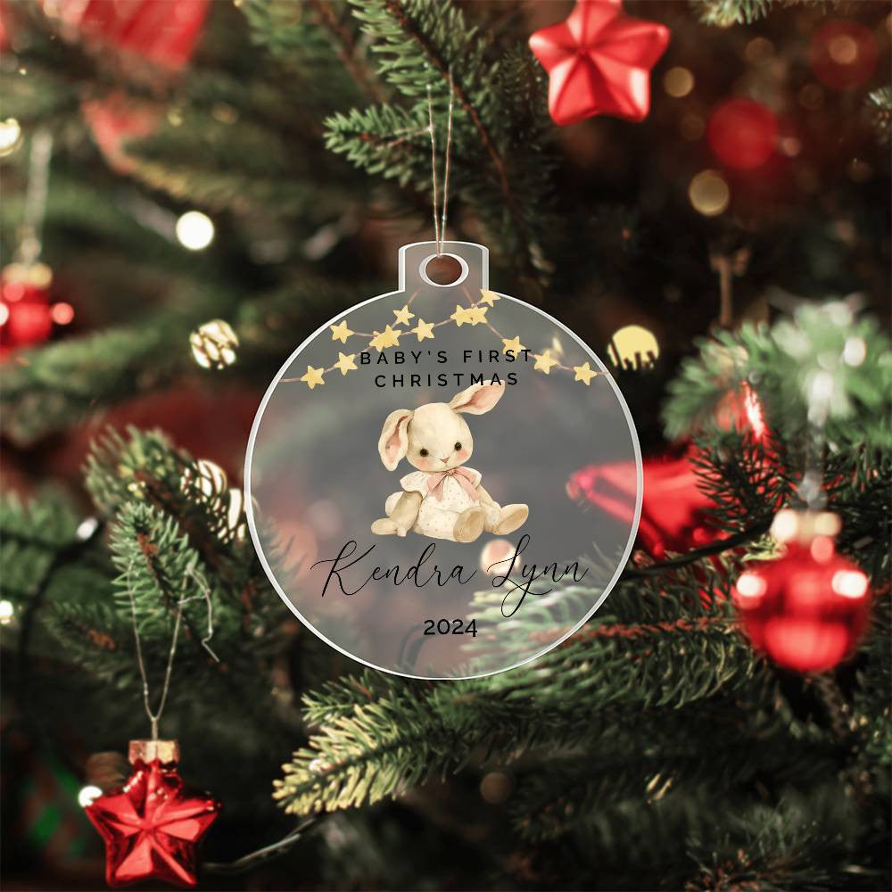 Baby Girl Rabbit Personalized Baby's First Christmas Ornament