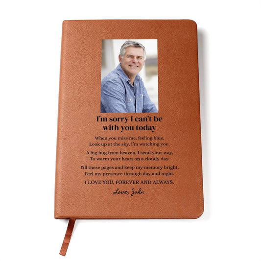 Letters to my Dad, Hugs From Heaven Poem, Personalized Leather Journal Notebook