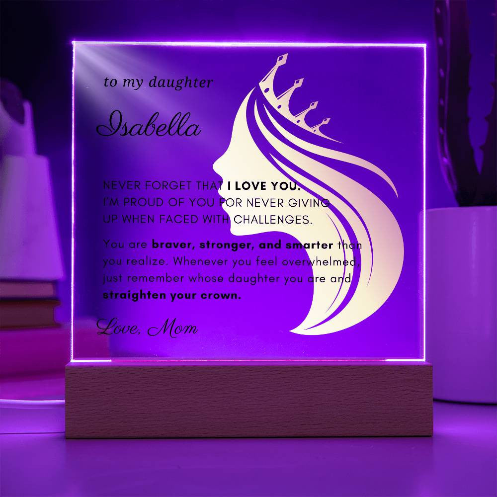 Letter to My Daughter Gift, Straighten Your Crown Inspirational Message Personalized Acrylic Plaque