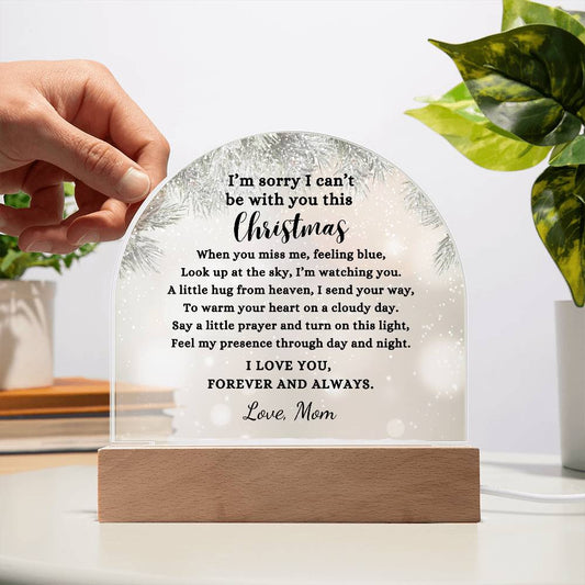 I’m Sorry I Can’t Be With You This Christmas Poem, Personalized Acrylic Plaque Condolence Gift