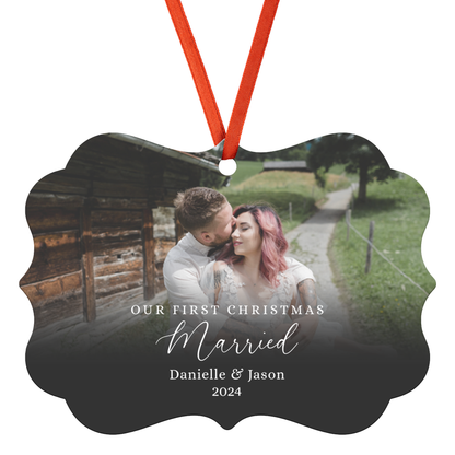 Personalized Photo Ornament for Newlyweds, Our First Christmas Holiday Married Keepsake