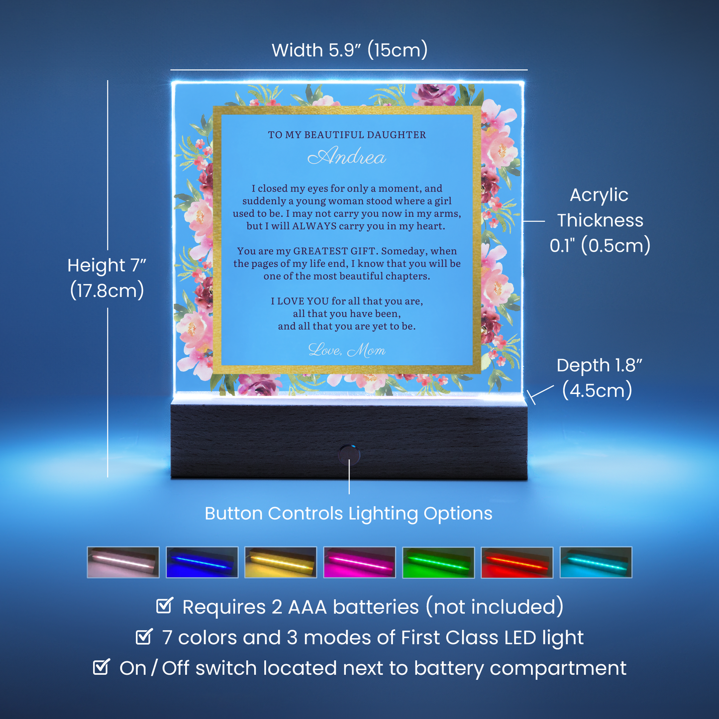 To Daughter Gift, Beautiful Chapter, Message LED Lighted Acrylic Plaque with Optional Necklace Keepsake