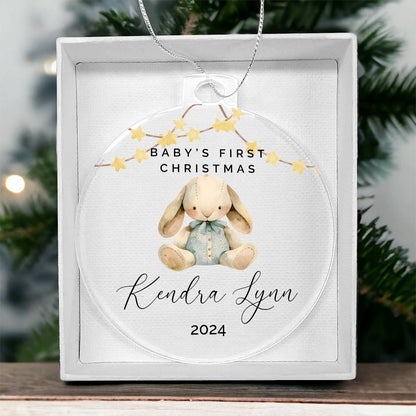 Baby Boy Rabbit Personalized Baby's First Christmas Ornament