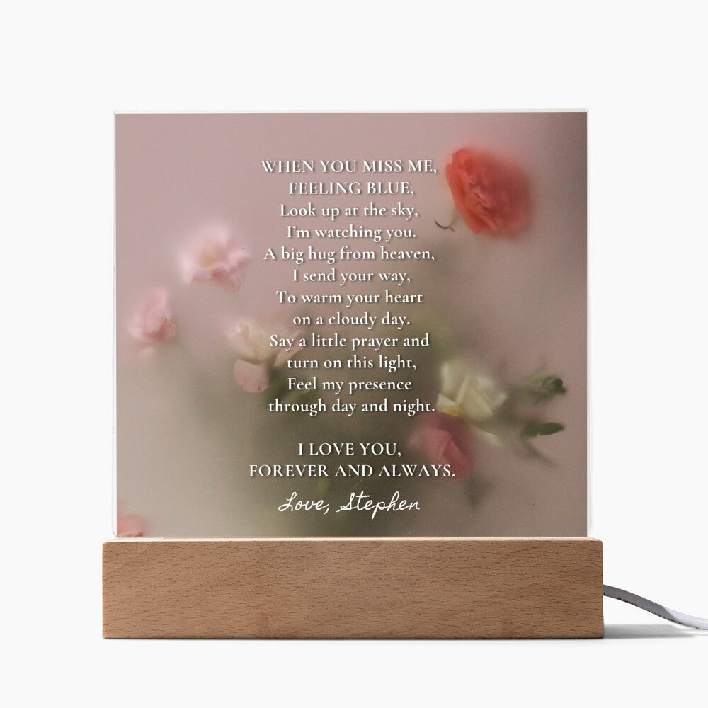 Sympathy Gift for Loss of Husband, Lighted Memorial Acrylic Plaque with Poem