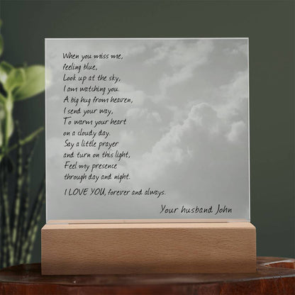 Sympathy Gift for Loss of Husband, When You Miss Me Poem, Lighted Memorial Acrylic Plaque