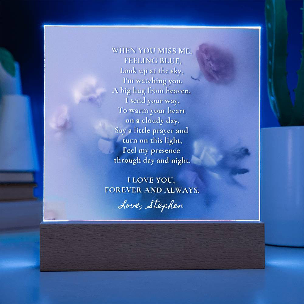 Sympathy Gift for Loss of Husband, Lighted Memorial Acrylic Plaque with Poem