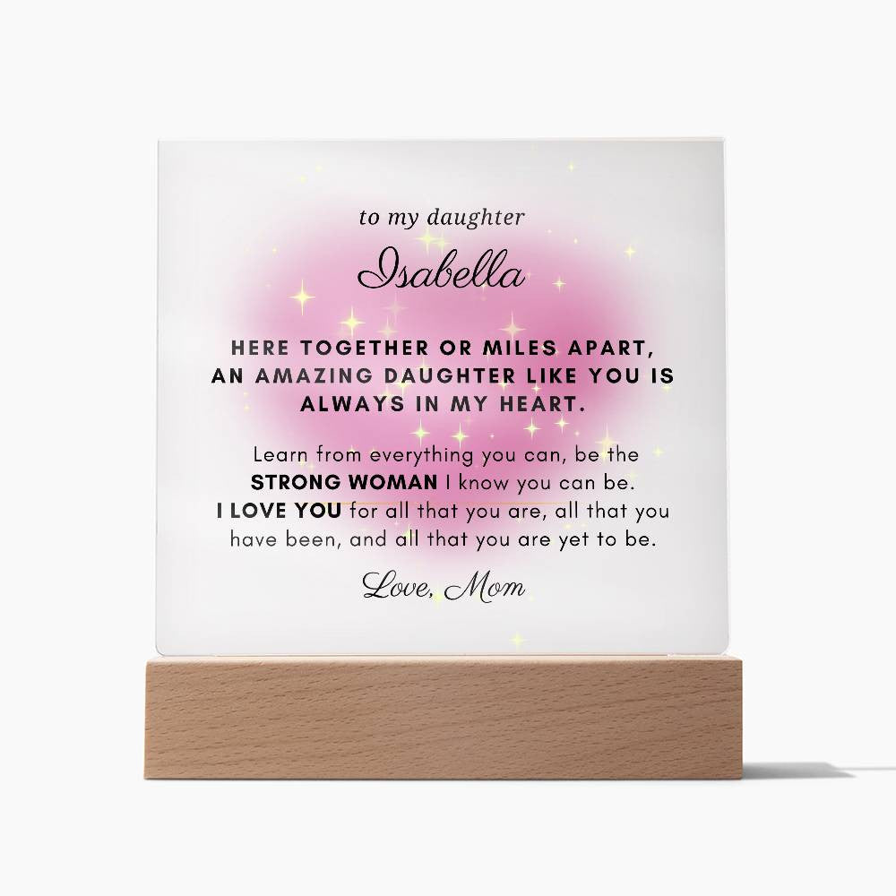 Letter to My Daughter Gift, Always in my Heart Inspirational Message Personalized Acrylic Plaque