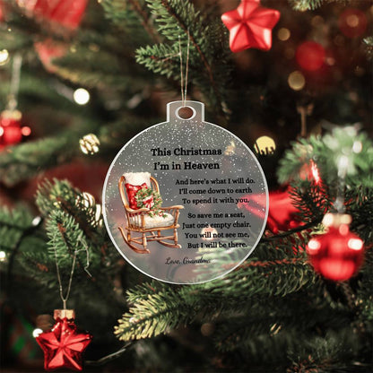 Christmas in Heaven Memorial Condolence Gift, Vintage Rocking Chair Custom Name Acrylic Ornament