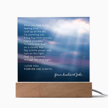 Sympathy Gift for Loss of Husband, Lighted Memorial Poem Acrylic Plaque