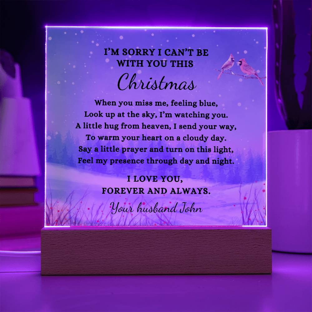 Custom Christmas Sympathy Gift, Bereavement Condolence, LED Light Personalized Memorial Poem on Acrylic Plaque