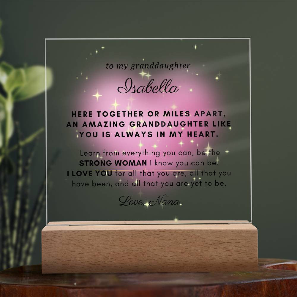 Letter to My Granddaughter Gift, Always in my Heart Inspirational Message Personalized Acrylic Plaque