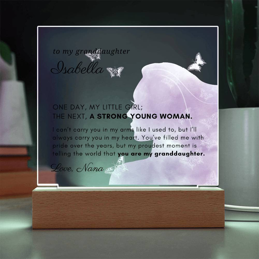 Letter to My Granddaughter Gift,  Strong Young Woman Inspirational Message Personalized Acrylic Plaque