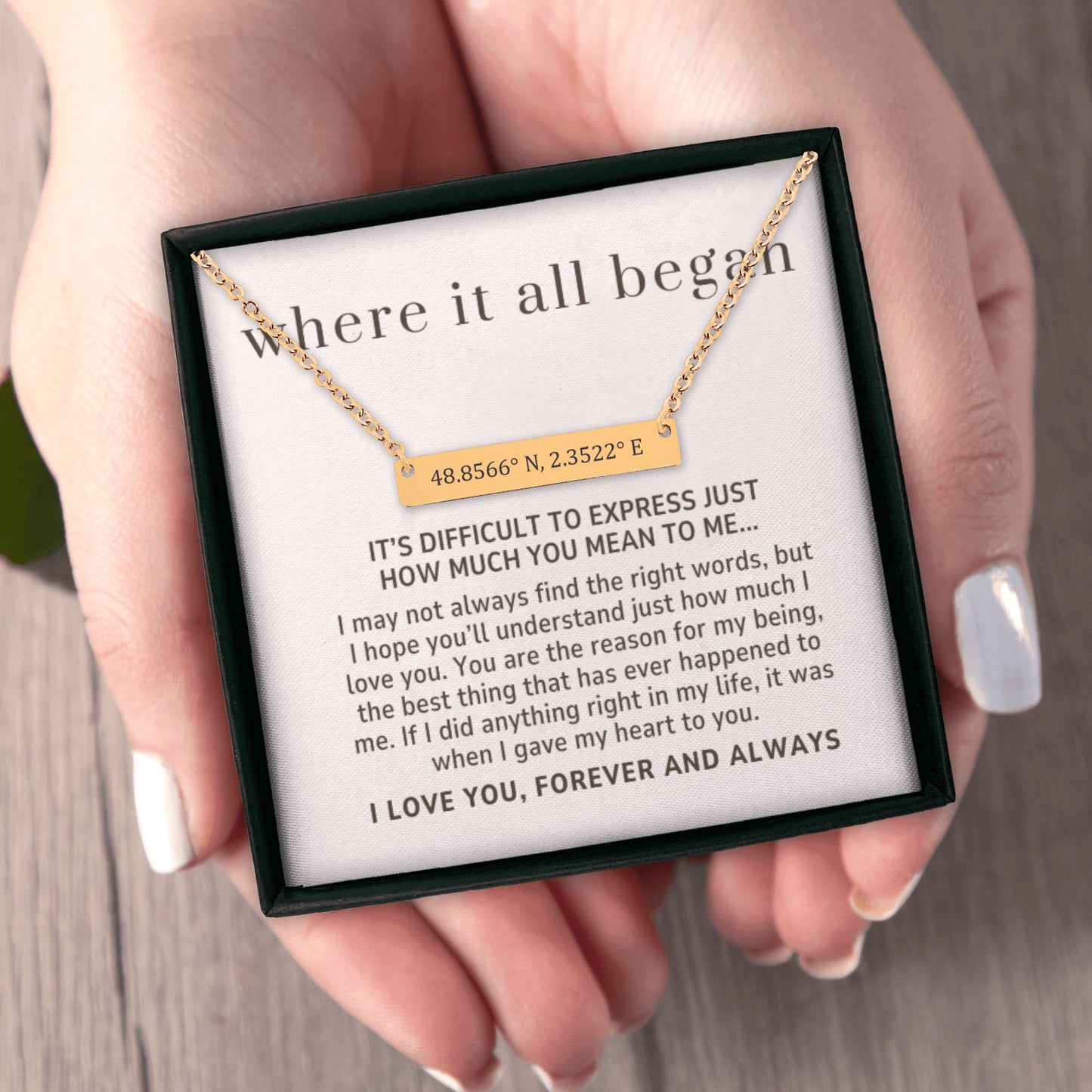 To My Wife Gift, How Much You Mean to Me Coordinates Numbers Horizontal Bar Necklace