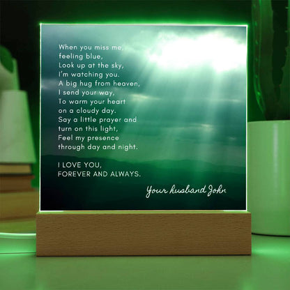 Sympathy Gift for Loss of Husband, Lighted Memorial Poem Acrylic Plaque