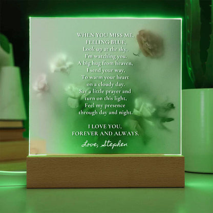 Sympathy Gift for Loss of Husband, Lighted Memorial Acrylic Plaque with Poem