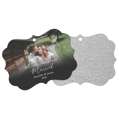 Personalized Photo Ornament for Newlyweds, Our First Christmas Holiday Married Keepsake