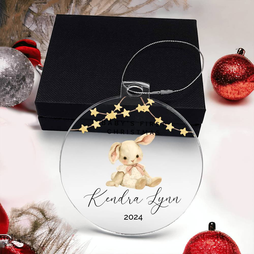 Baby Girl Rabbit Personalized Baby's First Christmas Ornament