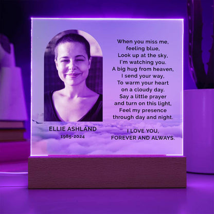 Personalized Photo Sympathy Gift for Loss of Daughter, Lighted Memorial Acrylic Plaque