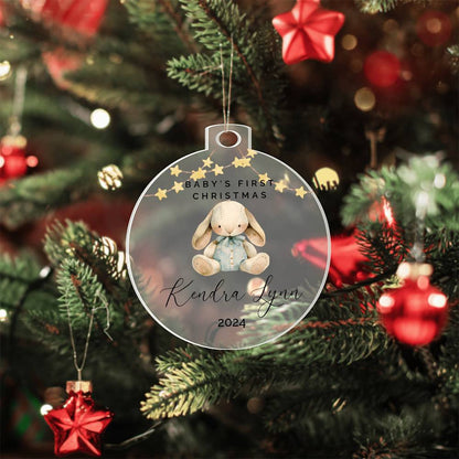 Baby Boy Rabbit Personalized Baby's First Christmas Ornament