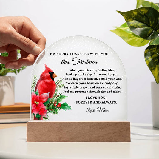 Red Cardinal I Can't Be With You This Christmas Poem Acrylic Art Plaque Condolence Gift