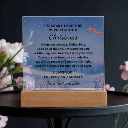 Custom Christmas Sympathy Gift, Bereavement Condolence, LED Light Personalized Memorial Poem on Acrylic Plaque