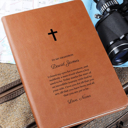 Letter to my Son or Grandson, Personalized Christian CrossLeather Journal Notebook