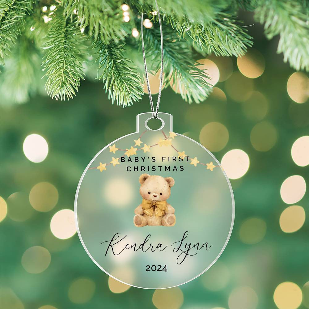 Teddy Bear Personalized Baby's First Christmas Ornament