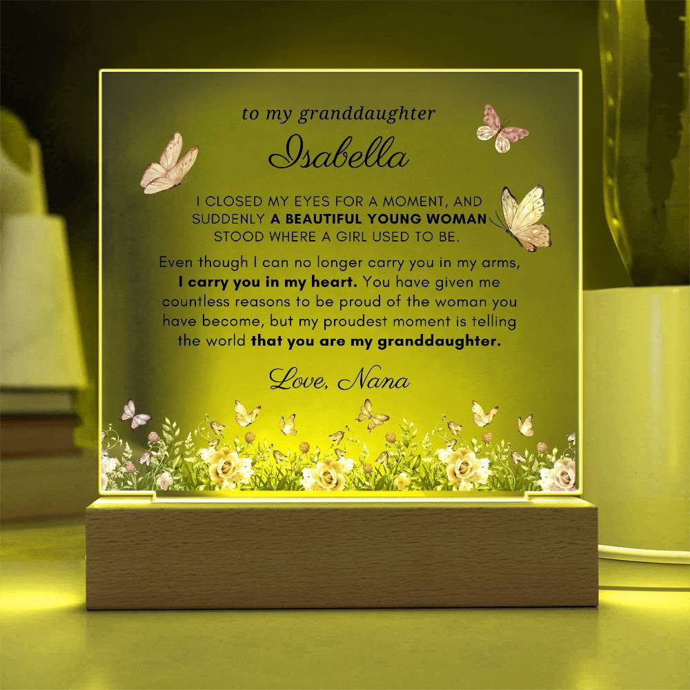 Letter to My Granddaughter Gift, Proud of You Inspirational Message Personalized Acrylic Plaque