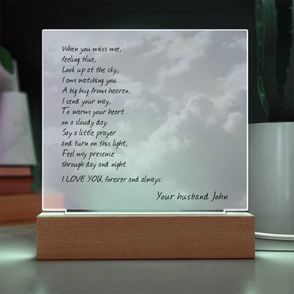 Sympathy Gift for Loss of Husband, When You Miss Me Poem, Lighted Memorial Acrylic Plaque