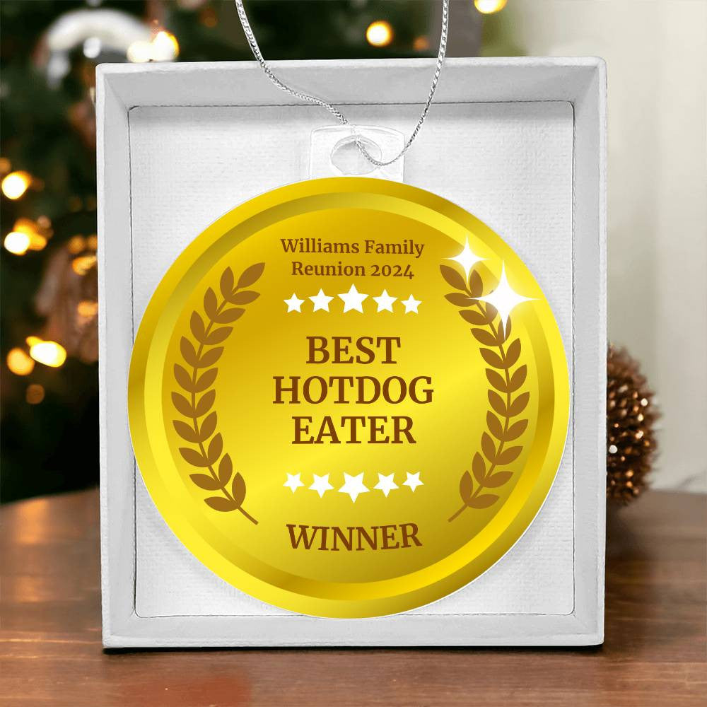 Your Custom Text, Personalized Gold, Silver Bronze Color Fun Sport Medal Acrylic Christmas Ornament