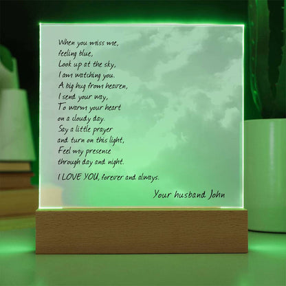 Sympathy Gift for Loss of Husband, When You Miss Me Poem, Lighted Memorial Acrylic Plaque